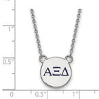 Sterling Silver Rhodium-plated LogoArt Alpha Xi Delta Sorority Greek Letters Extra Small Color Enamel Pendant 18 inch Necklace