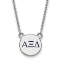 Sterling Silver Rhodium-plated LogoArt Alpha Xi Delta Sorority Greek Letters Extra Small Color Enamel Pendant 18 inch Necklace
