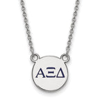 Sterling Silver Rhodium-plated LogoArt Alpha Xi Delta Sorority Greek Letters Extra Small Color Enamel Pendant 18 inch Necklace