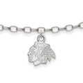 Sterling Silver Rhodium-plated NHL LogoArt Chicago Blackhawks 9 inch Anklet