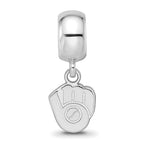Sterling Silver Rhodium Plated Major League Baseball LogoArt Milwaukee Brewers Dangle Bead