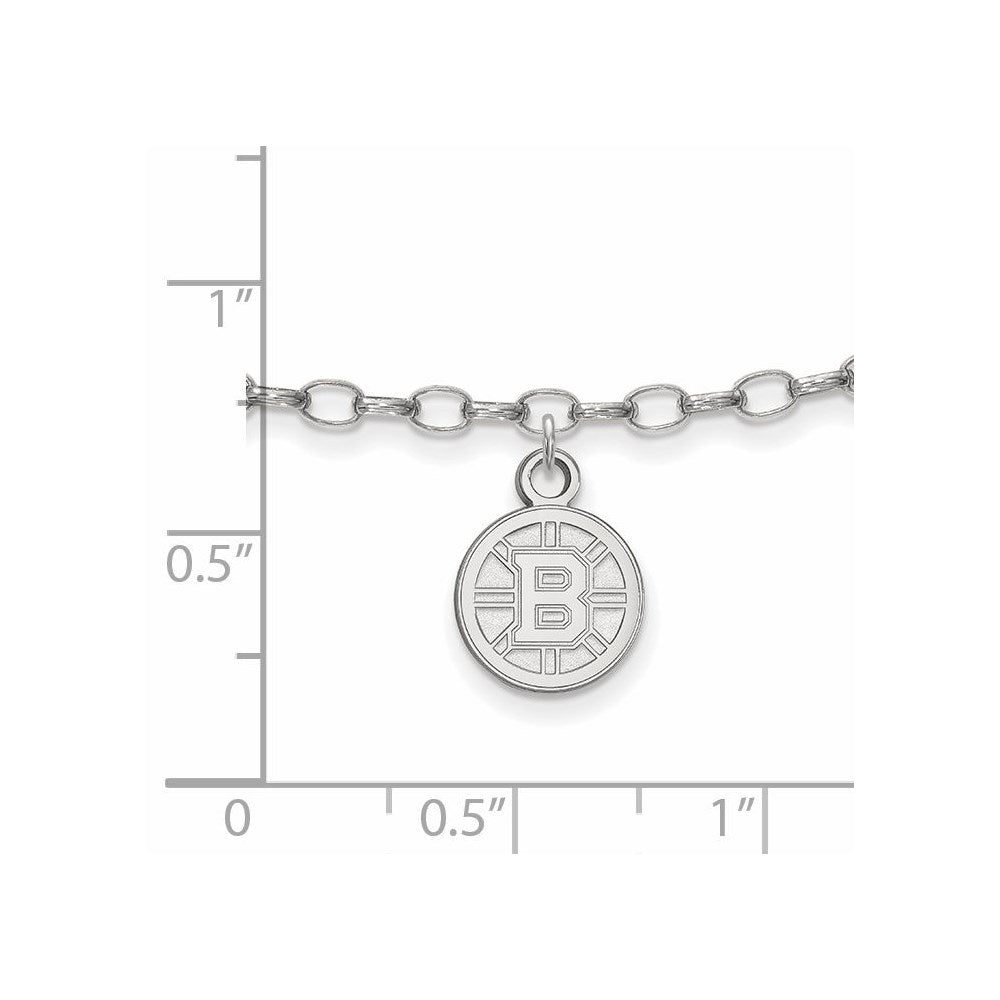 Sterling Silver Rhodium-plated NHL LogoArt Boston Bruins 9 inch Anklet