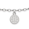 Sterling Silver Rhodium-plated NHL LogoArt Boston Bruins 9 inch Anklet
