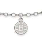 Sterling Silver Rhodium-plated NHL LogoArt Boston Bruins 9 inch Anklet