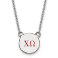Sterling Silver Rhodium-plated LogoArt Chi Omega Sorority Greek Letters Small Color Enamel Pendant 18 inch Necklace