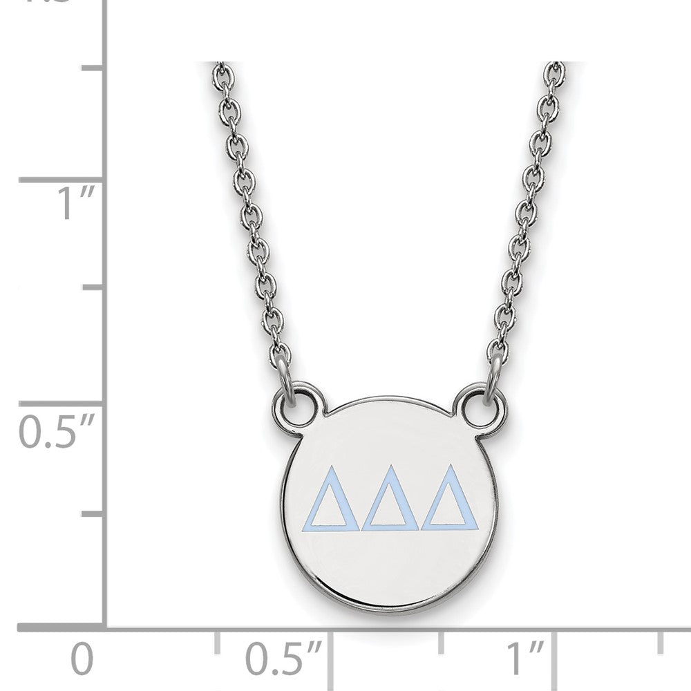 Sterling Silver Rhodium-plated LogoArt Delta Delta Delta Sorority Greek Letters Small Color Enamel Pendant 18 inch Necklace