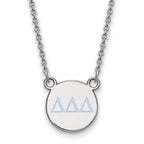 Sterling Silver Rhodium-plated LogoArt Delta Delta Delta Sorority Greek Letters Small Color Enamel Pendant 18 inch Necklace