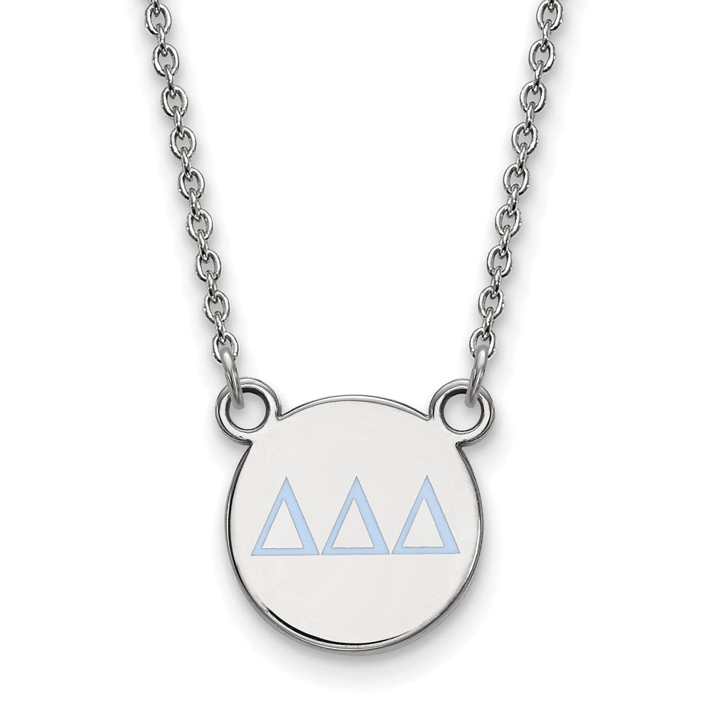 Sterling Silver Rhodium-plated LogoArt Delta Delta Delta Sorority Greek Letters Small Color Enamel Pendant 18 inch Necklace