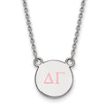 Sterling Silver Rhodium-plated LogoArt Delta Gamma Sorority Greek Letters Small Color Enamel Pendant 18 inch Necklace
