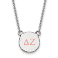 Sterling Silver Rhodium-plated LogoArt Delta Zeta Sorority Greek Letters Small Color Enamel Pendant 18 inch Necklace