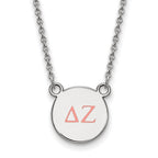 Sterling Silver Rhodium-plated LogoArt Delta Zeta Sorority Greek Letters Small Color Enamel Pendant 18 inch Necklace