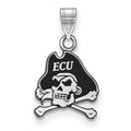 Sterling Silver Rhodium-plated LogoArt East Carolina University Pirate Small Enameled Pendant