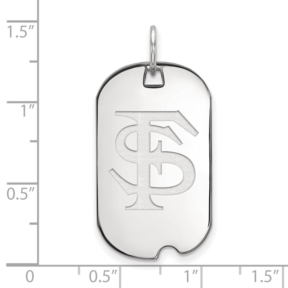 Sterling Silver Rhodium-plated LogoArt Florida State University F-S Small Dog Tag Pendant