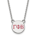 Sterling Silver Rhodium-plated LogoArt Gamma Phi Beta Sorority Greek Letters Small Color Enamel Pendant 18 inch Necklace
