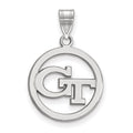 Sterling Silver Rhodium-plated LogoArt Georgia Institute of Technology G-T Medium Circle Pendant