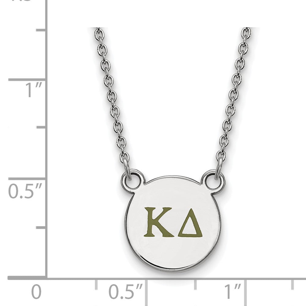 Sterling Silver Rhodium-plated LogoArt Kappa Delta Sorority Greek Letters Small Color Enamel Pendant 18 inch Necklace