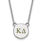 Sterling Silver Rhodium-plated LogoArt Kappa Delta Sorority Greek Letters Small Color Enamel Pendant 18 inch Necklace