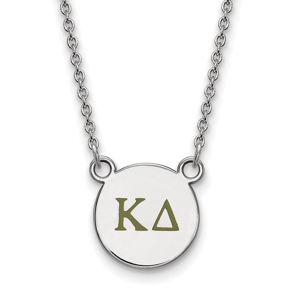 Sterling Silver Rhodium-plated LogoArt Kappa Delta Sorority Greek Letters Small Color Enamel Pendant 18 inch Necklace