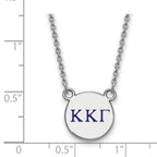 Sterling Silver Rhodium-plated LogoArt Kappa Kappa Gamma Sorority Greek Letters Small Color Enamel Pendant 18 inch Necklace