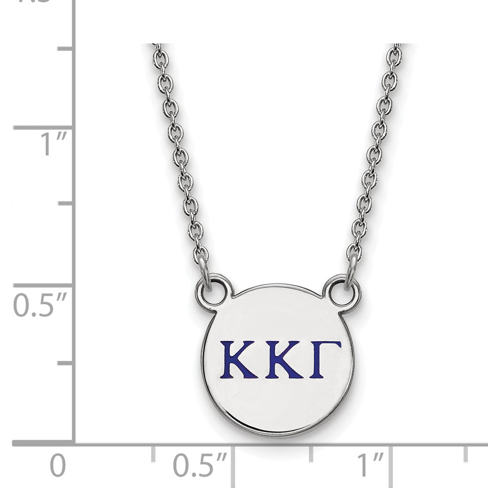 Sterling Silver Rhodium-plated LogoArt Kappa Kappa Gamma Sorority Greek Letters Small Color Enamel Pendant 18 inch Necklace