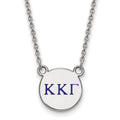 Sterling Silver Rhodium-plated LogoArt Kappa Kappa Gamma Sorority Greek Letters Small Color Enamel Pendant 18 inch Necklace
