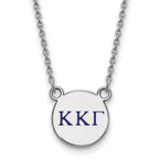Sterling Silver Rhodium-plated LogoArt Kappa Kappa Gamma Sorority Greek Letters Small Color Enamel Pendant 18 inch Necklace