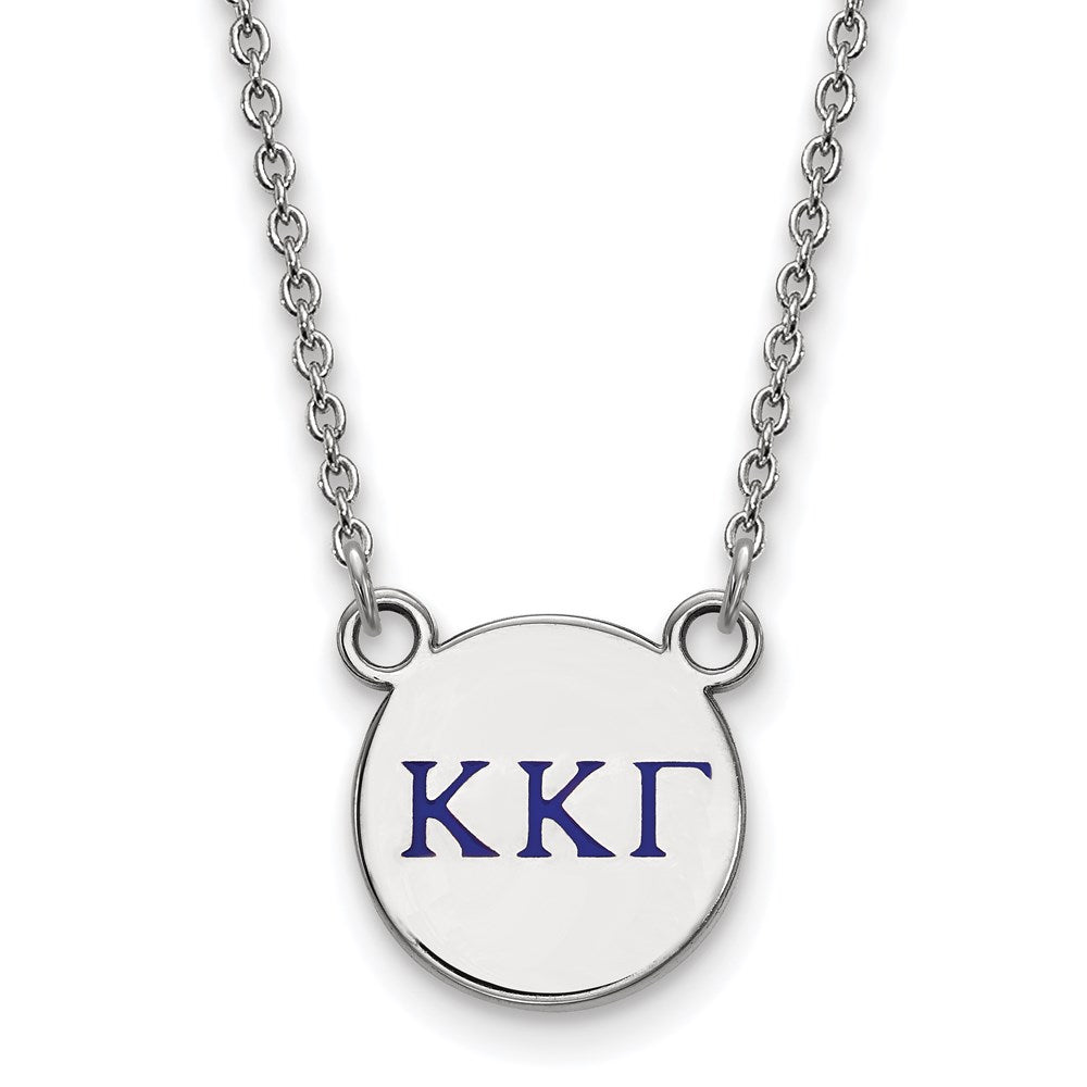 Sterling Silver Rhodium-plated LogoArt Kappa Kappa Gamma Sorority Greek Letters Small Color Enamel Pendant 18 inch Necklace