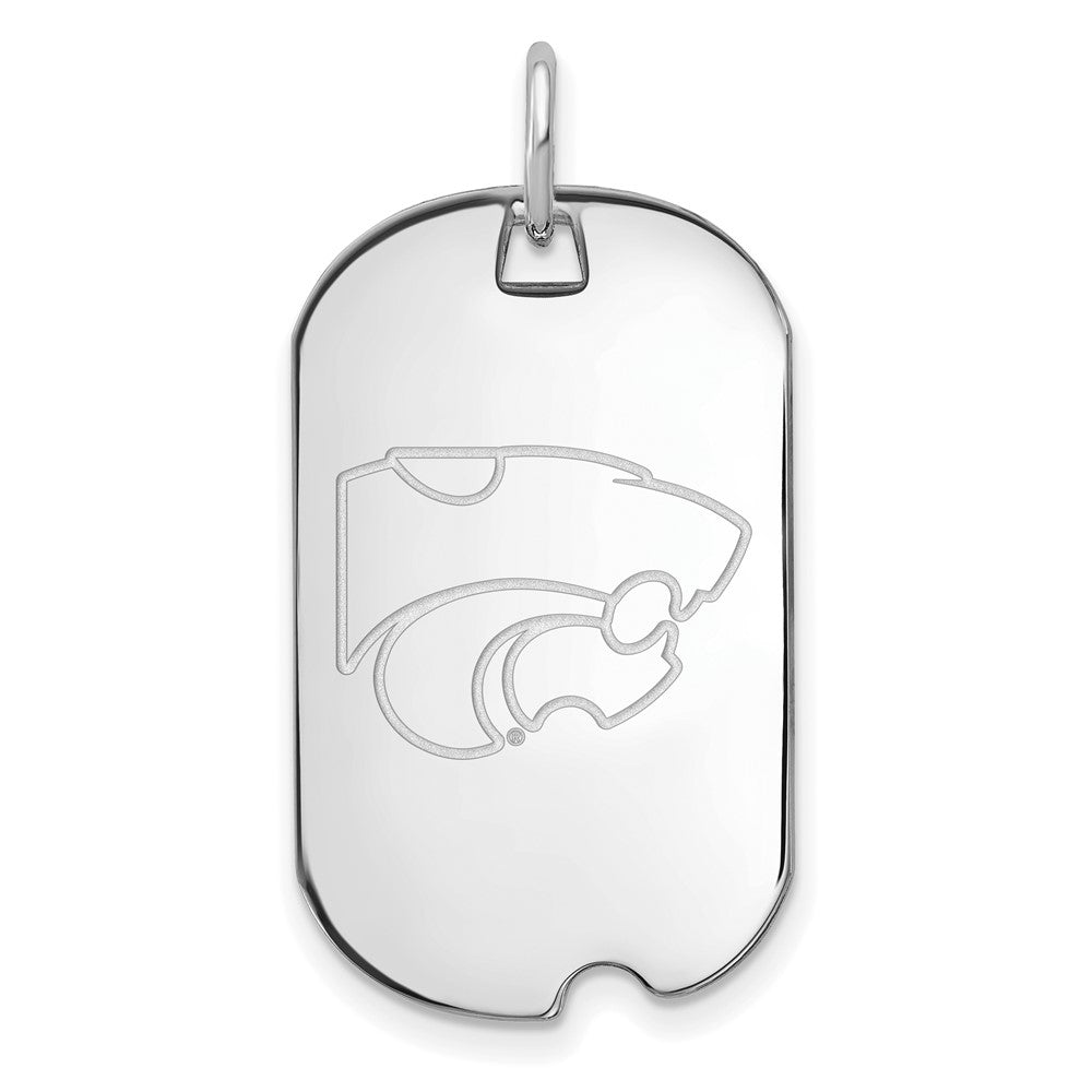 10k White Gold LogoArt Kansas State University Wildcat Small Dog Tag Pendant