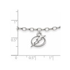 Sterling Silver Rhodium-plated NHL LogoArt Tampa Bay Lightning 9 inch Anklet