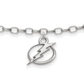 Sterling Silver Rhodium-plated NHL LogoArt Tampa Bay Lightning 9 inch Anklet