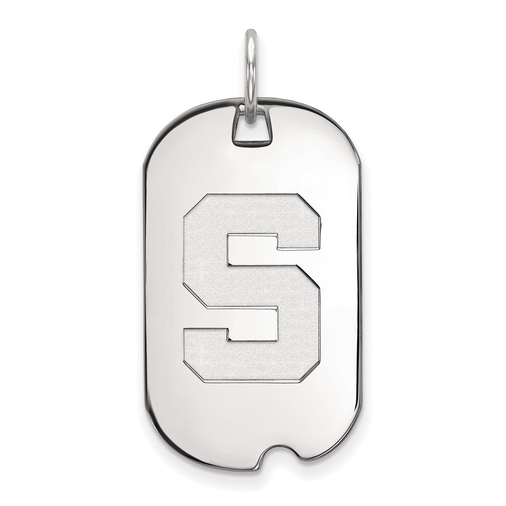 Sterling Silver Rhodium-plated LogoArt Michigan State University Letter S Small Dog Tag Pendant