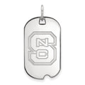 14k White Gold LogoArt North Carolina State University N-C-S Small Dog Tag Pendant