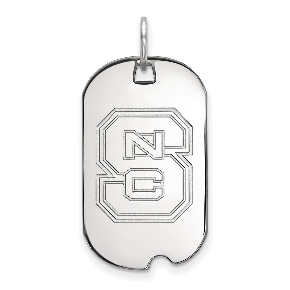 10k White Gold LogoArt North Carolina State University N-C-S Small Dog Tag Pendant