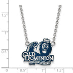 Sterling Silver Rhodium-plated LogoArt Old Dominion University Large Enameled Pendant 18 inch Necklace