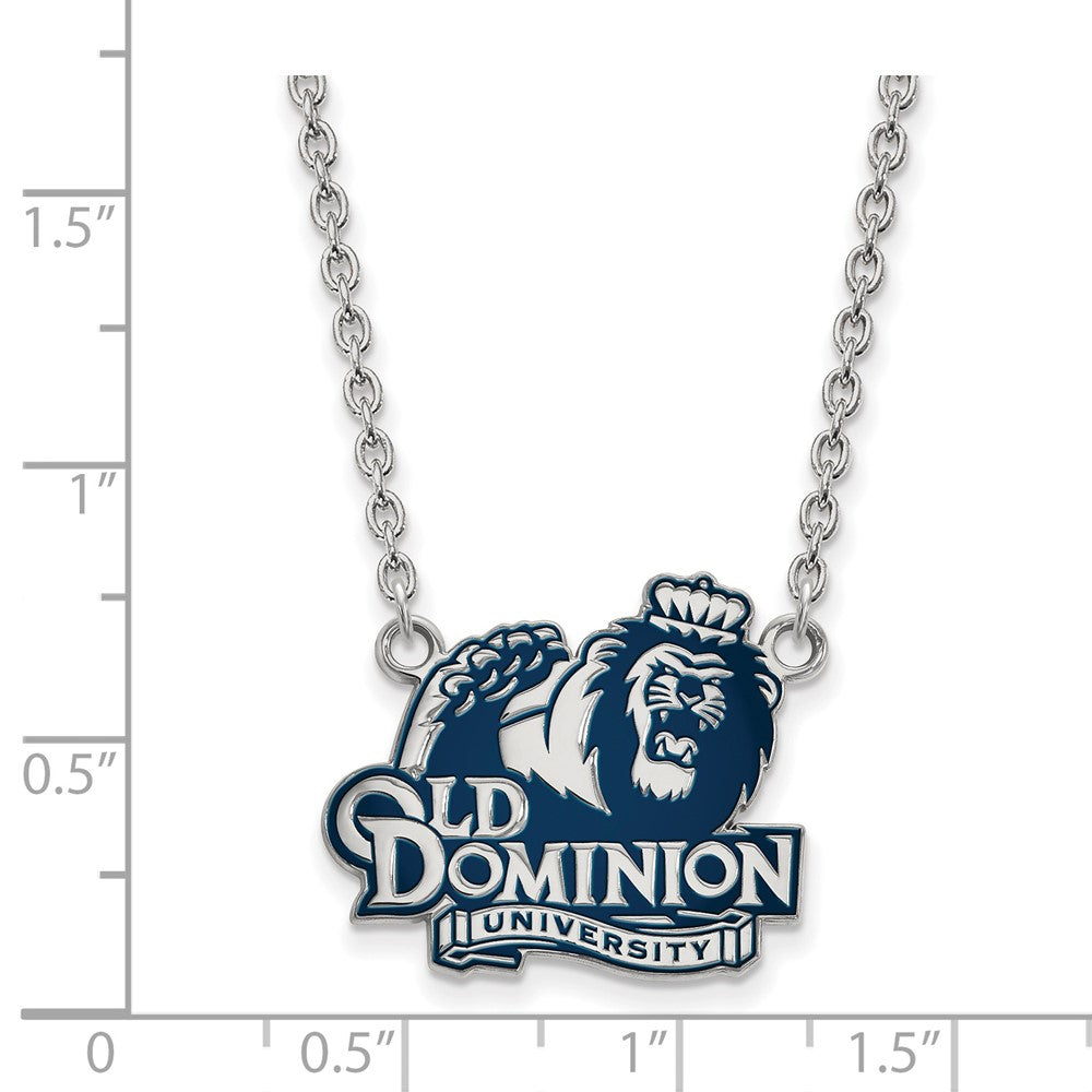 Sterling Silver Rhodium-plated LogoArt Old Dominion University Large Enameled Pendant 18 inch Necklace