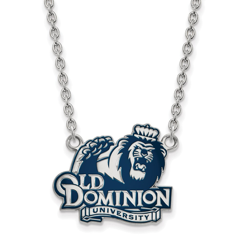 Sterling Silver Rhodium-plated LogoArt Old Dominion University Large Enameled Pendant 18 inch Necklace