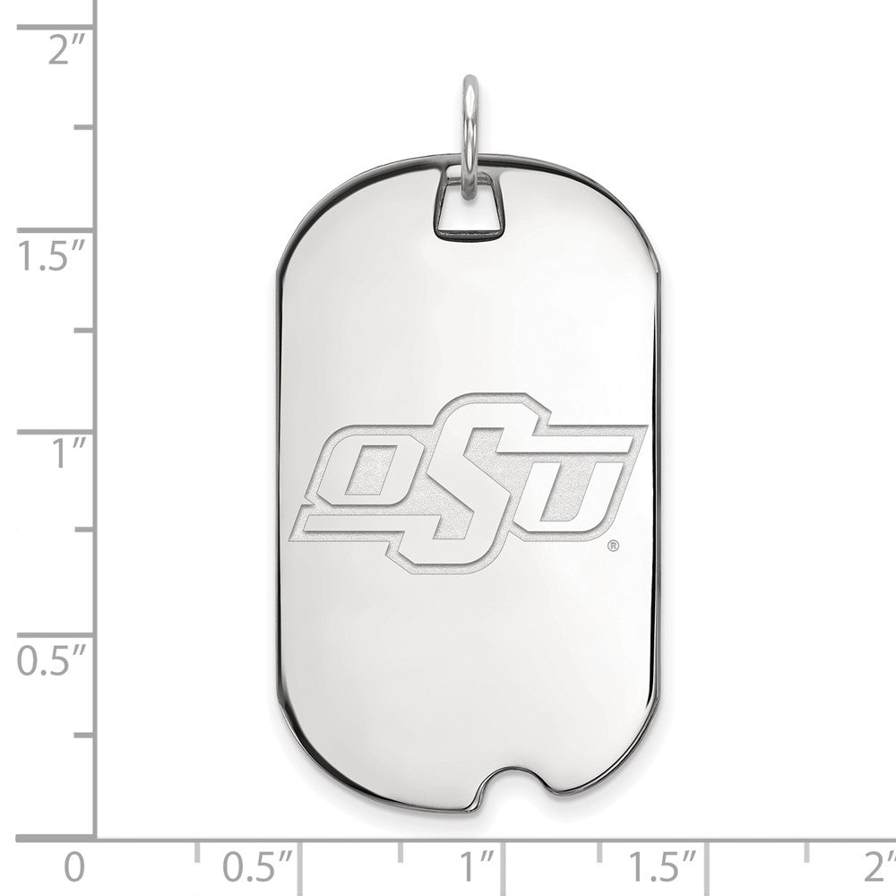 10k White Gold LogoArt Oklahoma State University O-S-U Large Dog Tag Pendant
