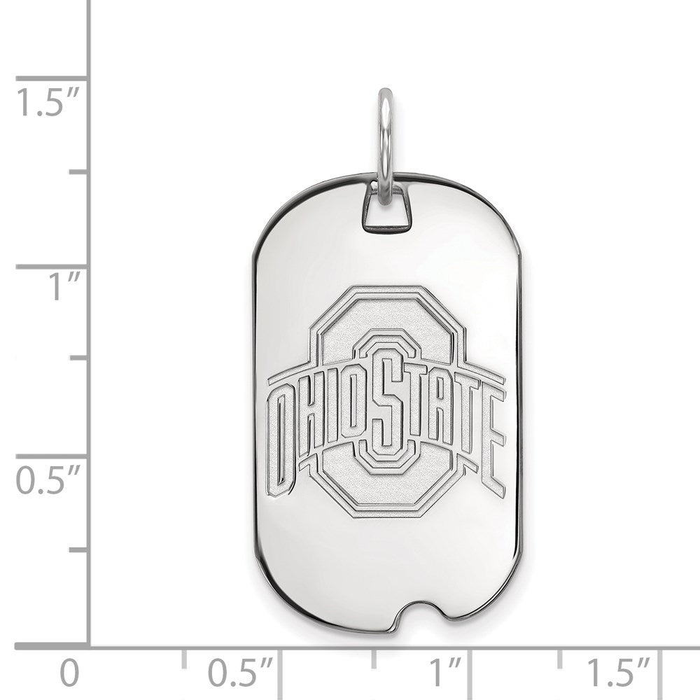 10k White Gold LogoArt The Ohio State University Small Dog Tag Pendant