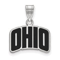 Sterling Silver Rhodium-plated LogoArt Ohio University Small Enameled Pendant