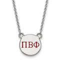 Sterling Silver Rhodium-plated LogoArt Pi Beta Phi Sorority Greek Letters Small Color Enamel Pendant 18 inch Necklace