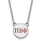 Sterling Silver Rhodium-plated LogoArt Pi Beta Phi Sorority Greek Letters Small Color Enamel Pendant 18 inch Necklace