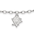 Sterling Silver Rhodium-plated NHL LogoArt Pittsburgh Penguins 9 inch Anklet