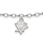 Sterling Silver Rhodium-plated NHL LogoArt Pittsburgh Penguins 9 inch Anklet