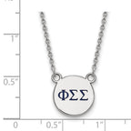 Sterling Silver Rhodium-plated LogoArt Phi Sigma Sigma Sorority Greek Letters Small Color Enamel Pendant 18 inch Necklace