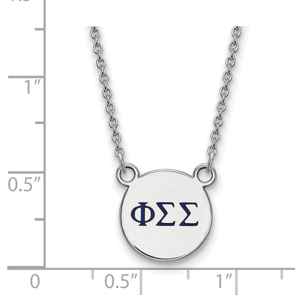 Sterling Silver Rhodium-plated LogoArt Phi Sigma Sigma Sorority Greek Letters Small Color Enamel Pendant 18 inch Necklace