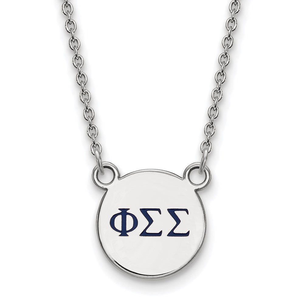 Sterling Silver Rhodium-plated LogoArt Phi Sigma Sigma Sorority Greek Letters Small Color Enamel Pendant 18 inch Necklace
