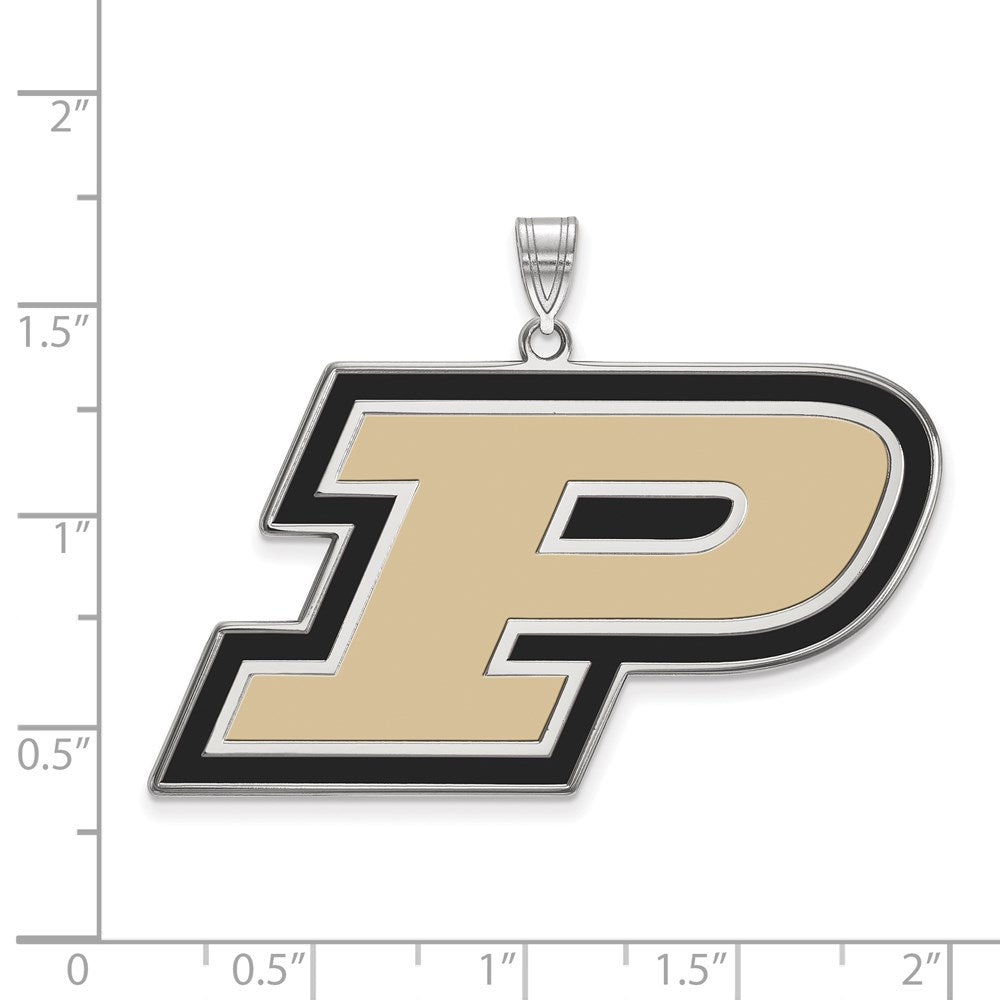 Sterling Silver Rhodium-plated LogoArt Purdue University Letter P Extra Large Enameled Pendant