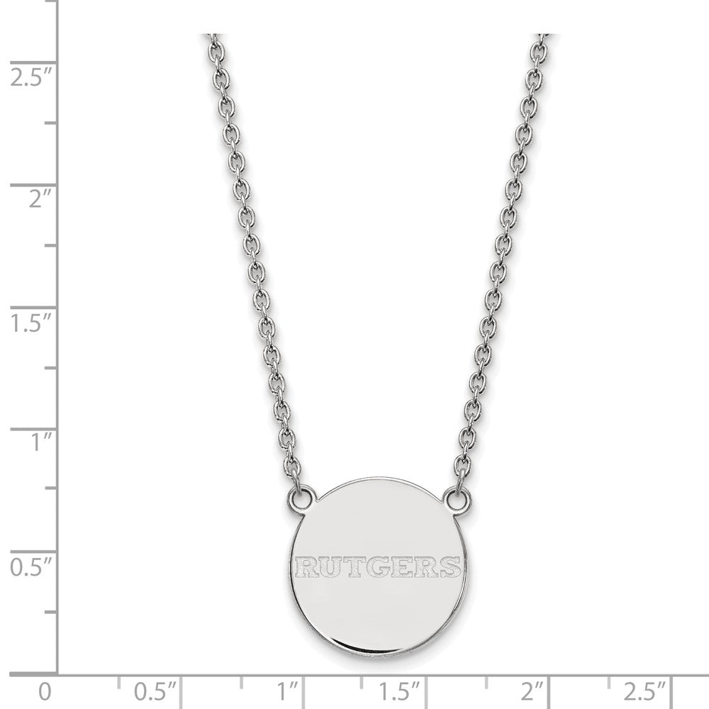 Sterling Silver Rhodium-plated LogoArt Rutgers University Large Disc Pendant 18 inch Necklace
