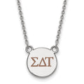 Sterling Silver Rhodium-plated LogoArt Sigma Delta Tau Sorority Greek Letters Small Color Enamel Pendant 18 inch Necklace