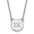 Sterling Silver Rhodium-plated LogoArt Sigma Kappa Sorority Greek Letters Small Color Enamel Pendant 18 inch Necklace